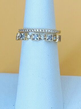 Gold plated thumb ring, adjustable size clear CZ